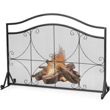 Load image into Gallery viewer, Fire Guard, Decorative Spark Flame Barrier with Metal Mesh and Stable Stand, Iron Fireplace