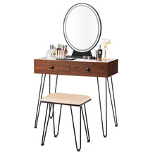 Load image into Gallery viewer, Vanity Dressing Table Set Makeup Desk Set W/ LED Lighted Mirror Stool & Drawer