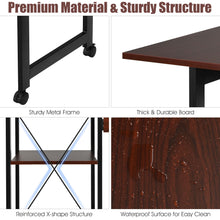 Load image into Gallery viewer, Folding Computer Desk 2-In-1 Mobile PC Laptop Table w/Storage Shelves Wheels