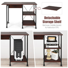 Load image into Gallery viewer, Folding Computer Desk 2-In-1 Mobile PC Laptop Table w/Storage Shelves Wheels