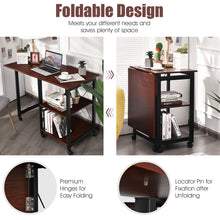 Load image into Gallery viewer, Folding Computer Desk 2-In-1 Mobile PC Laptop Table w/Storage Shelves Wheels