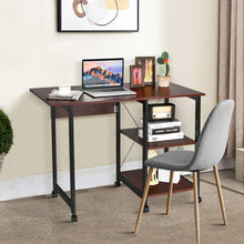 Load image into Gallery viewer, Folding Computer Desk 2-In-1 Mobile PC Laptop Table w/Storage Shelves Wheels