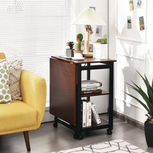 Load image into Gallery viewer, Folding Computer Desk 2-In-1 Mobile PC Laptop Table w/Storage Shelves Wheels