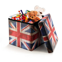 Load image into Gallery viewer, Folding Storage Ottoman Pouffe Toy Box Padded Footstool Space Saving Cube Chest