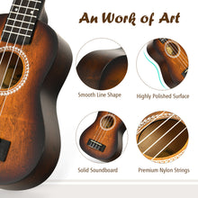 Load image into Gallery viewer, 21 Inches Ukulele Beginner Wooden Small Starter Hawaiian Guitar Instrument