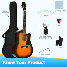 Load image into Gallery viewer, 41 Inch Full Size Steel-String Guitar Acoustic Guitar with Gig Bag Tuner Pick