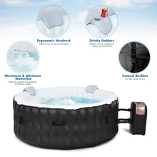 Load image into Gallery viewer, 4-Person Inflatable Hot Tub Spa Portable Heated Round Tub Spa Massage Bubble Jet