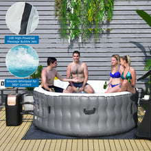Load image into Gallery viewer, 4-Person Inflatable Hot Tub Spa Portable Heated Round Tub Spa Massage Bubble Jet