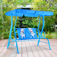 Load image into Gallery viewer, Kids Outdoor Patio Swing Porch Swing Canopy Hammock with Safety Belt Steel Frame