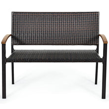 Load image into Gallery viewer, Patio Wicker Bench Outdoor Rattan Loveseat Chair All Weather Garden Seating