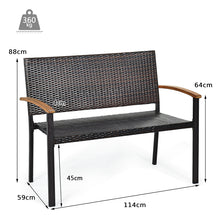 Load image into Gallery viewer, Patio Wicker Bench Outdoor Rattan Loveseat Chair All Weather Garden Seating