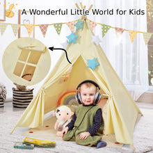 Load image into Gallery viewer, Kids Teepee Tent 100% Cotton Canvas Children Play Tents Side Storage and Window