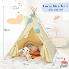 Load image into Gallery viewer, Kids Teepee Tent 100% Cotton Canvas Children Play Tents Side Storage and Window