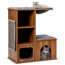 Load image into Gallery viewer, Cat House Activity Centre Kitten Climbing Tower Sisal-Covered Scratching Mat