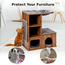 Load image into Gallery viewer, Cat House Activity Centre Kitten Climbing Tower Sisal-Covered Scratching Mat