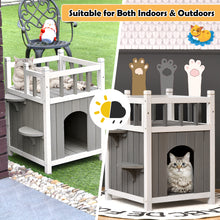 Load image into Gallery viewer, Wooden Cat House Pet House Kitten Shelter Garden Shelter Backyard Pet Supplies