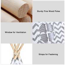 Load image into Gallery viewer, Kids Teepee Tent With Floor Mat Cotton Canvas Indian Indoor Outdoor Play House