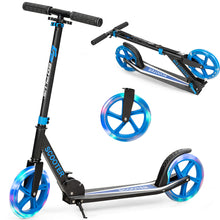 Load image into Gallery viewer, Adult Teens Kick Scooter Foldable Ride On 2 Big Wheels Adjustable W/ LED Light