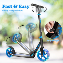 Load image into Gallery viewer, Adult Teens Kick Scooter Foldable Ride On 2 Big Wheels Adjustable W/ LED Light
