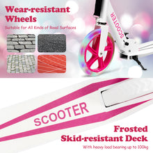 Load image into Gallery viewer, Adult Teens Kick Scooter Foldable Ride On 2 Big Wheels Adjustable W/ LED Light