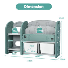 Load image into Gallery viewer, Honeyjoy KidsToy Storage Organizer w/2-TierBookshelf&Plastic Bins