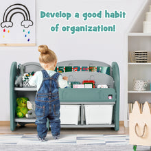 Load image into Gallery viewer, Honeyjoy KidsToy Storage Organizer w/2-TierBookshelf&Plastic Bins