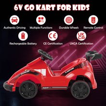 Load image into Gallery viewer, Kids Ride On Go Cart Battery Powered 6V Electric Ride On Vehicle Remote Control