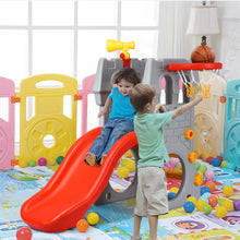 Load image into Gallery viewer, Toddler Climber Castle Slide Set with Basketball Hoop Indoor/Outdoor Kids Toy