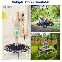 Load image into Gallery viewer, Convertible Swing & Trampoline Set Toddler Fitness Rebounder W/ Upholstered Handrail & 5 Steel Legs