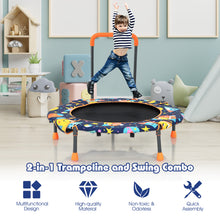 Load image into Gallery viewer, Convertible Swing & Trampoline Set Toddler Fitness Rebounder W/ Upholstered Handrail & 5 Steel Legs