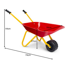 Load image into Gallery viewer, Kids Metal Wheelbarrow Children Bricks Toy Tote Dirt/Leaves/Tool Yard Rover Tray