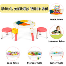 Load image into Gallery viewer, Kids Table and 2 Chairs Set One-Button Folding 5-in-1 Multi Activity Table Set for Learning