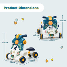 Load image into Gallery viewer, 3-in-1 Baby Walker Toddler Push Ride on Car Game Panel Toy W/ Light Music Blue