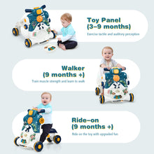 Load image into Gallery viewer, 3-in-1 Baby Walker Toddler Push Ride on Car Game Panel Toy W/ Light Music Blue