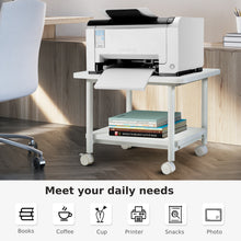 Load image into Gallery viewer, 2-Tier Under Desk Printer Stand w/ Wheels Office Desk Side Mobile Printer Cart