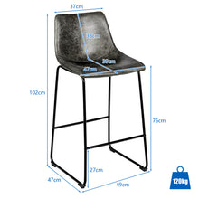 Load image into Gallery viewer, Set of 2 Vintage Faux Suede Bar Stools Home Kitchen Upholstered Stool Chairs