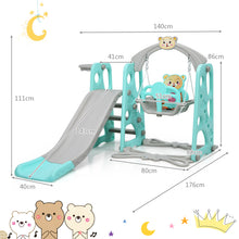 Load image into Gallery viewer, 4-in-1 Toddler Climber & Swing Set Kids Play Climber Slide Playing Set w/ Basketball Hoop