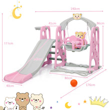 Load image into Gallery viewer, 4-in-1 Toddler Climber & Swing Set Kids Play Climber Slide Playing Set w/ Basketball Hoop