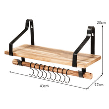 Load image into Gallery viewer, Wall-Mounted Floating Shelves Wood Storage Display Rack Hanging Shelf w/ Hooks