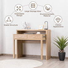 Load image into Gallery viewer, Extending Console Table Home Office Computer Desk Workstation W/ 2 Drawers