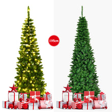 Load image into Gallery viewer, 6.5 FT Artificial Pencil Christmas Tree LED Pre-Lit Xmas Tree Holiday Decoration