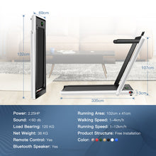 Load image into Gallery viewer, 2 in 1 Folding Treadmill Electric Walking Running Machine Bluetooth LED Display