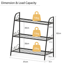 Load image into Gallery viewer, 3-tier Metal Plant Stand Shelf Multifunctional Flower Rack Display Pot Holder