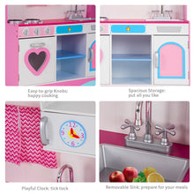 Load image into Gallery viewer, Large Wooden Kids Role Play Kitchen Set Cooking Toys Girls Boys Play Set Pink