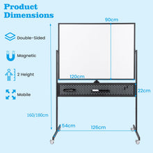 Load image into Gallery viewer, 120 x 90 CM Double-Sided Dry Erase Mobile Board with Stand
