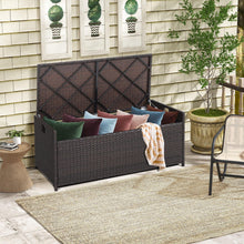 Load image into Gallery viewer, 128L Patio Storage Bench with Cushion and Zippered Liner
