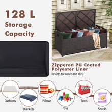 Load image into Gallery viewer, 128L Patio Storage Bench with Cushion and Zippered Liner
