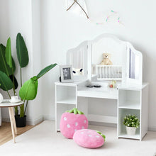 Load image into Gallery viewer, Kids Dressing Table with Foldable and Removable Mirror and Storage Shelf
