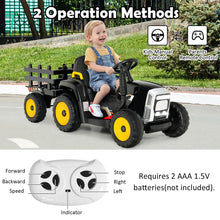 Load image into Gallery viewer, 12V Kids Ride On Tractor with Trailer Music and LED Lights
