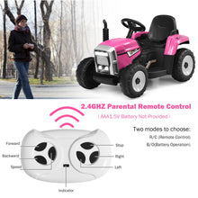 Load image into Gallery viewer, 12V Kids Ride On Tractor with Trailer Music and LED Lights
